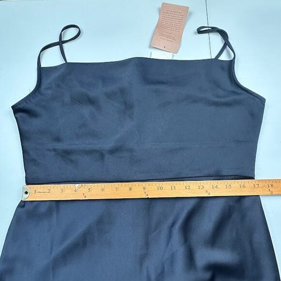 BHLDN Dress Womens 16 Navy Cali Satin Cowl Neck Midi Slip Cocktail Wedding - Picture 13 of 16